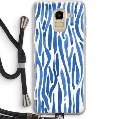 Blauwe nerven: Samsung Galaxy J6 (2018) Transparant Hoesje met koord