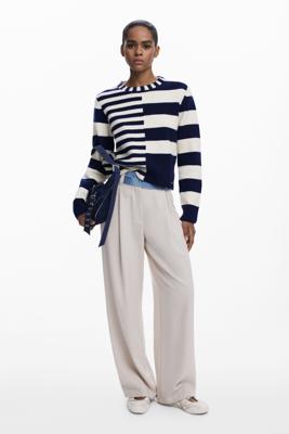 Trui met gecombineerde strepen - BLUE - XL