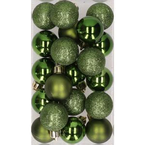 Kleine kerstballen - dennen groen - D3 cm - kunststof - mat/glans/glitter - kerstversiering