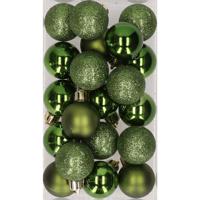 Kleine kerstballen - dennen groen - D3 cm - kunststof - mat/glans/glitter - kerstversiering - thumbnail