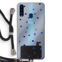 Blauwe stippen: Samsung Galaxy A20s Transparant Hoesje met koord
