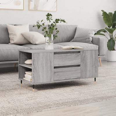 Salontafel 102x44,5x50 cm bewerkt hout grijs sonoma eikenkleur