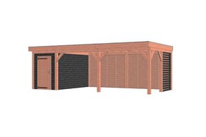 Trendhout Buitenverblijf Refter XL 780x400 cm - Combinatie 1- Plat dak- Onbehandeld lariks Douglas hout- Trendhout