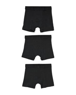 HEMA Kinder boxers basic stretch katoen - 3 stuks zwart (zwart)