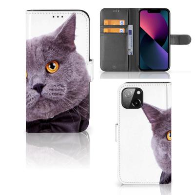 Apple iPhone 13 | Telefoonhoesje | Met pasjeshouder | Kat