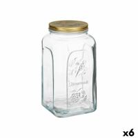 Blik Homemade Transparant Gouden Metaal Glas 3 L 13 x 25 x 13 cm (6 Stuks)
