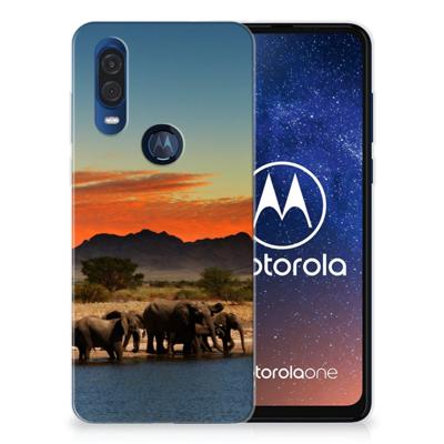 Motorola One Vision | TPU Hoesje | Olifanten
