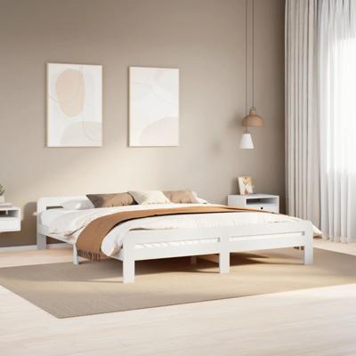 Bedframe zonder matras massief grenenhout wit 180x200 cm