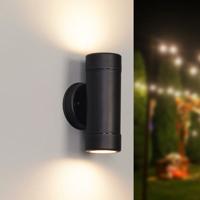 HOFTRONIC™ Otey - LED Wandlamp Zwart - Up & Down Light - GU10 excl. lichtbron - Dimbaar - IP44 waterdicht - Voor binnen & buiten - Wandspot - Polycarbonaat