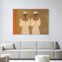 Urban Cotton Wandkleed 'Watermelon Girl' 145 x 190cm in Frame - black