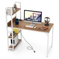 Bureau met Oplaadstation 120 x 65 cm Computerbureau met Open Boekenrek Natuur