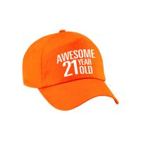 Verjaardag cadeau petje - Awesome 21 year old - 21 jaar - oranje - volwassenen - baseball cap