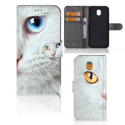 Samsung Galaxy J5 2017 | Telefoonhoesje | Met pasjeshouder | Witte Kat