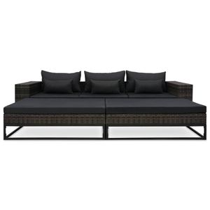 The Living Store Loungeset - Grijs - Poly Rattan - 273 x 85 x 55 cm - Sterk en comfortabel