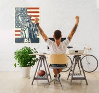 USA vlag met vrijheidsbeeld poster