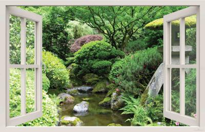 Raam Japanse tuin 140x90cm Tuindoek - Customize it