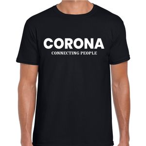 Corona connecting people bier / drank fun t-shirt zwart voor heren