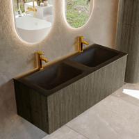 Badmeubel Mondiaz Kurve | 120 cm cm | Meubelkleur Shadow | Wastafelkleur Urban | Solid surface | Wasbak beiden zijden spoelbak | 2 kraangaten