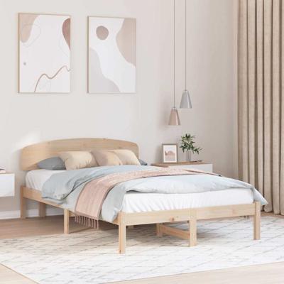 Bedframe met hoofdeinde Bruin 135 x 190 cm Massief grenenhout