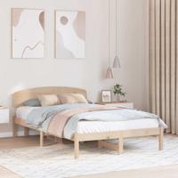 Bedframe met hoofdeinde Bruin 135 x 190 cm Massief grenenhout