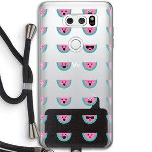 Smiley watermeloenprint: LG V30 Transparant Hoesje met koord