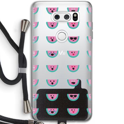 Smiley watermeloenprint: LG V30 Transparant Hoesje met koord