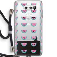 Smiley watermeloenprint: LG V30 Transparant Hoesje met koord