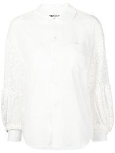 Comme Des Garçons Comme Des Garçons blouse en coton à manches en dentelle - Blanc