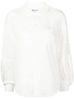 Comme Des Garçons Comme Des Garçons blouse en coton à manches en dentelle - Blanc