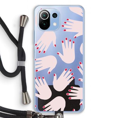 Hands pink: Xiaomi Mi 11 Lite Transparant Hoesje met koord