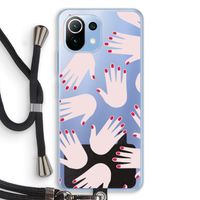 Hands pink: Xiaomi Mi 11 Lite Transparant Hoesje met koord