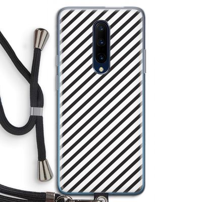 Strepen zwart-wit: OnePlus 7 Pro Transparant Hoesje met koord