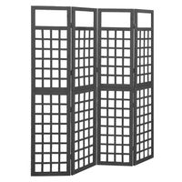 vidaXL Kamerscherm/trellis met 4 panelen161x180 cm vurenhout zwart - thumbnail