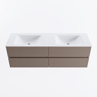 MONDIAZ VICA 150cm badmeubel onderkast Smoke 4 lades. Wastafel CLOUD dubbel zonder kraangat, kleur Talc.