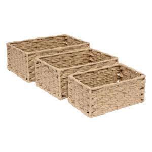 Kast/badkamer opbergmandjes - set 3x stuks - gevlochten kunststof - in 3 formaten