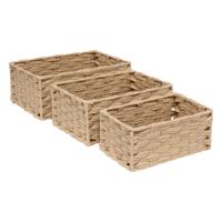 Kast/badkamer opbergmandjes - set 3x stuks - gevlochten kunststof - in 3 formaten