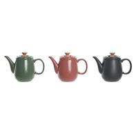 Theepot DKD Home Decor Groen Roze Natuurlijk Donker grijs Rubberwood Keramiek 1 L (3 Stuks)