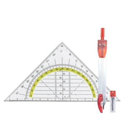 Geodriehoek 3x stuks met passer set - wiskunde school set - Wiskunde/rekenen - Schoolspullen