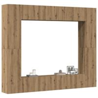 8-delig Tv-meubelset wandmontage bewerkt hout artisanaal eiken