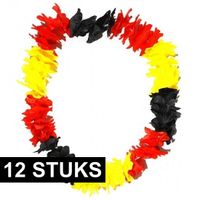 12x Duitse Hawaii kransen zwart/geel/rood   - - thumbnail