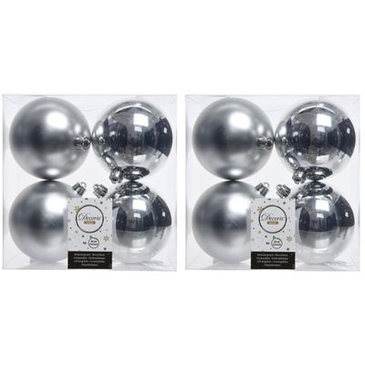 32x Zilveren kerstballen 10 cm kunststof mat/glans