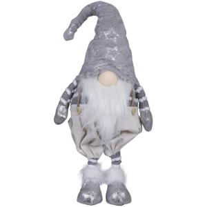 Decoratie kerstman gnome pop - staand - 40 cm - zilver - dwerg/kabouter