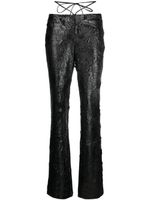 ROTATE BIRGER CHRISTENSEN pantalon droit à fleurs brodées - Noir