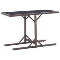 vidaXL Tuintafel 110x53x72 cm glas en poly rattan bruin - thumbnail