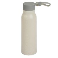 Glazen waterfles/drinkfles beige coating met kunststof schroefdop 300 ml - thumbnail