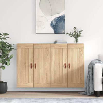 Hangkasten 2 st bewerkt hout sonoma eikenkleurig