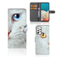 Samsung Galaxy A73 5G | Telefoonhoesje | Met pasjeshouder | Witte Kat