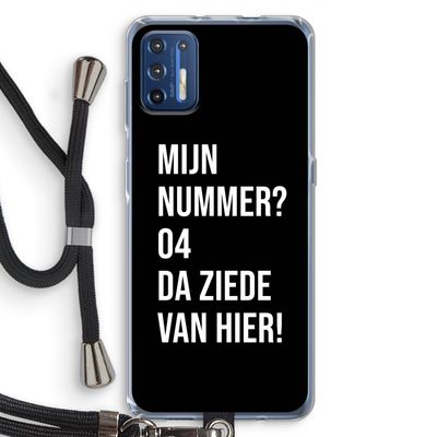 Da ziede van hier - Zwart: Motorola Moto G9 Plus Transparant Hoesje met koord