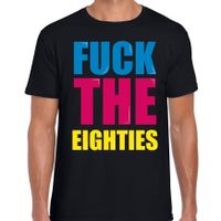 Fuck the eighties fun t-shirt zwart heren - thumbnail