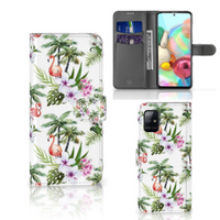 Samsung Galaxy A71 Telefoonhoesje met Pasjes Flamingo Palms - thumbnail